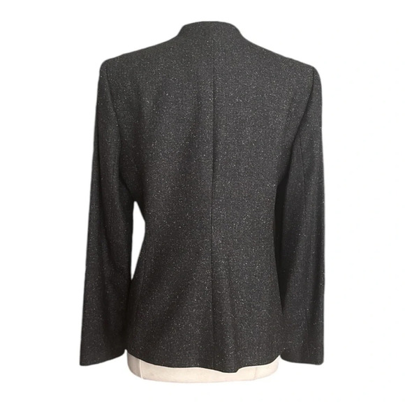 REBECCA TAYLOR Wool Silk Blazer Herringbone Peplum Double Breasted Gray, Size 10 - Picture 7 of 16